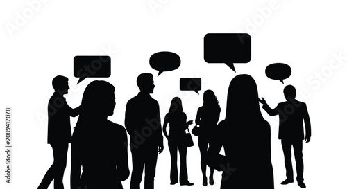 Silhouettes of People Engaged in Conversation and Social Interaction.