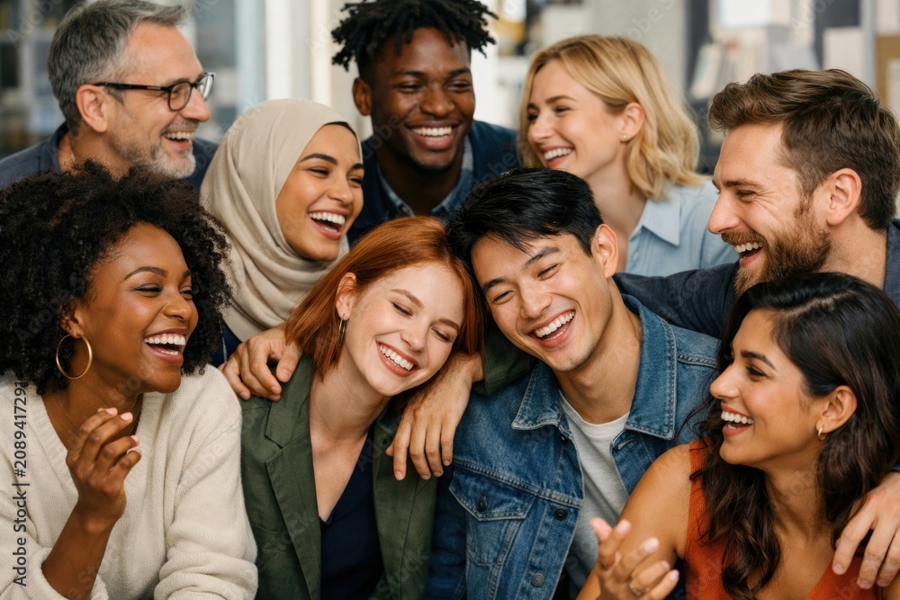 Fototapeta premium Diverse group enjoying laughter together.