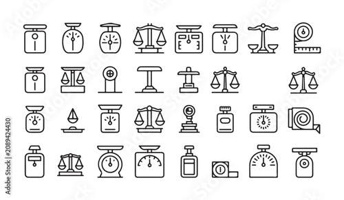 Fotografie Extensive collection of various scale types and measuring instruments for everyday life