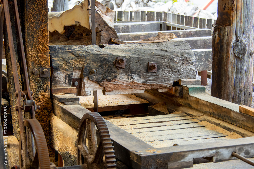 Fototapeta premium Antique Sawmill with a Log
