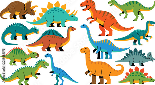 Fotografie Dinosaur characters flat vector illustration set