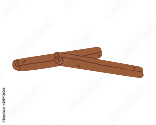 Cinnamon sticks spice in warm brown tones. Hand drawn vector illustration.