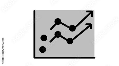 Business Data Growth Trend and Market Chart Animated Icon. Animated line icon displaying financial market data trends with dual upward arrows, representing corporate growth and investment optimization