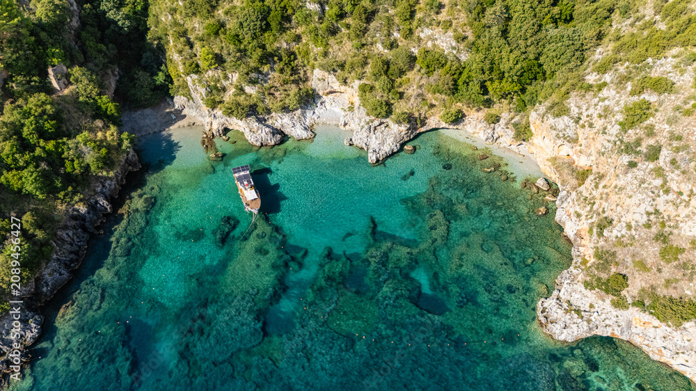 Obraz premium The beautiful and famous Baia degli Infreschi, near Marina di Camerota, Cilento, Campania, Italy.