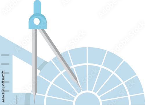 Geometry tools including compass, ruler, protractor illustrate mathematical concepts, precision, learning, design, engineering.