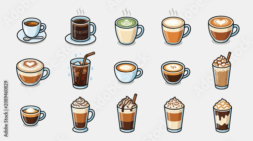 Fotografie Assorted coffee drink collection