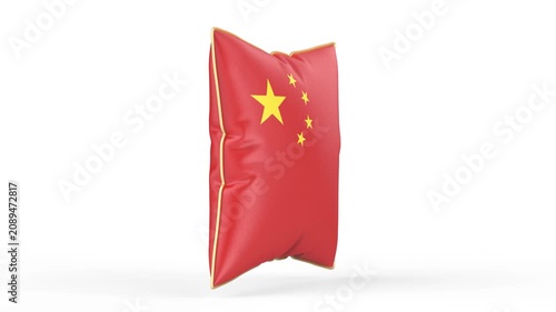 Pillow with the flag of China on white background
