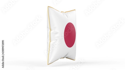 Pillow with the flag of Japan on white background