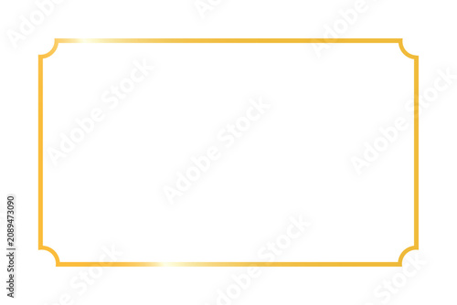 Elegant gold vintage rectangular border frame isolated on white background