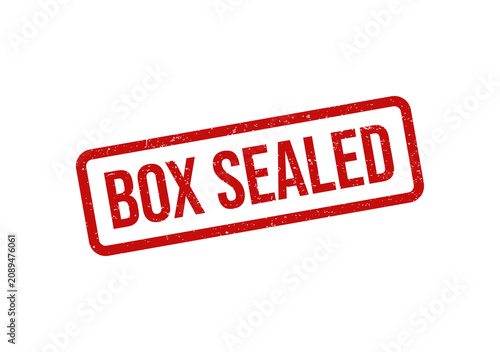 Red box sealed grunge stamp seal isolated on white