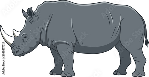 Rhinoceros side view wildlife animal vector illustration