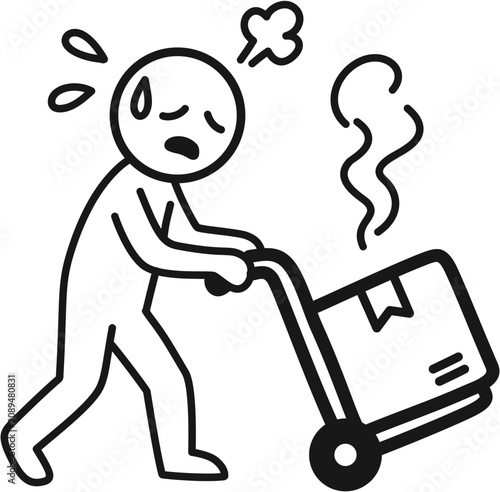 Person Struggling to Move Box