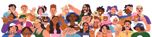Diverse people crowd portrait. Big group, multicultural multiethnic men and w...