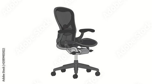 Modern Office Chair Flat Vector Isolated on White Background