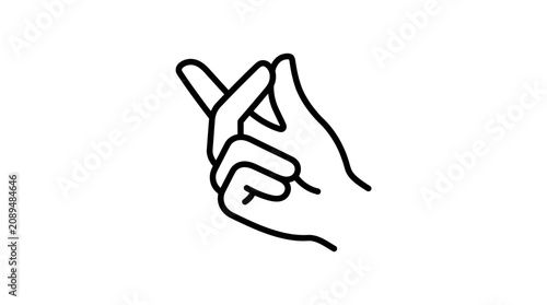 Hand snapping fingers gesture, minimalism, simple line art icon.