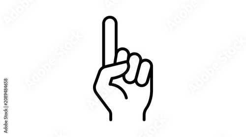 Hand pointing up icon, one finger raised, isolated on white background