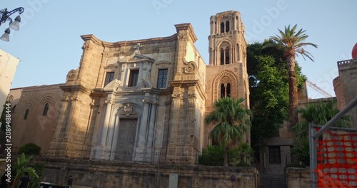 Stunning architecture of La Martorana, an old church in Palermo, Sicily, 4k