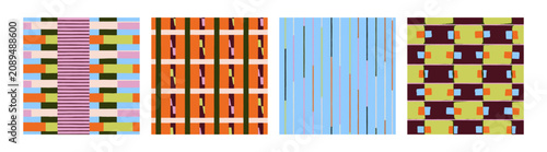 Geometric seamless patterns set in modern trendy style. Endless striped and c...