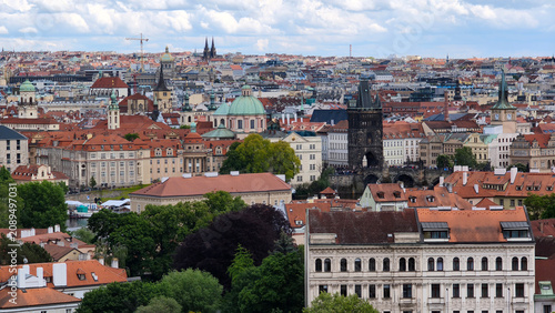 Photography panorama of Prague seen from south gardens below Hradcany castle