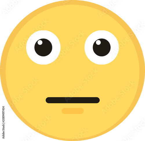 Фотография Yellow facial expression depicts smugness, displaying slight disdain with raised eyes, flat mouth