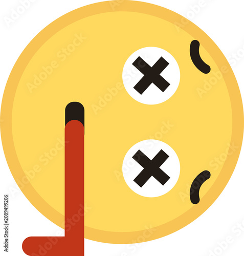 Obraz na płótnie Digital illustration depicts comical dead emoji with crossed eyes, downturned mouth, representing exhaustion, sleepiness, or playful demise