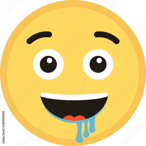 Yellow face displaying comical excitement with visible saliva, conveying strong desire or anticipation.