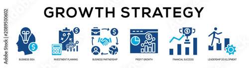 Tableau sur toile Glyphcolor - Business Growth web banner vector illustration concept