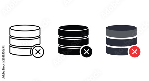 Database delete error vector icon set: Business stock illustration - website stock illustration - Colored vector illustration - PNG, SVG, EPS