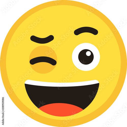Fotografía Playful yellow face displays cheerful expression, winking eye suggesting lightheartedness, amusement, positive communication