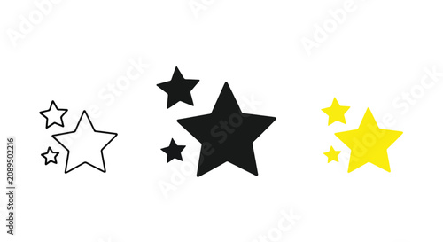 Star rating favorite icon set vector: Flat illustration, corporate blue, minimalist design - Lifestyle Illustration, Flat Line Art - PNG, SVG, EPS
