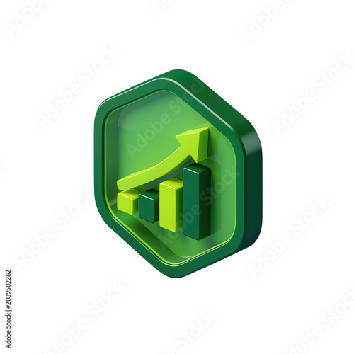 Green Growth Chart Icon 3d Render Transparent Background