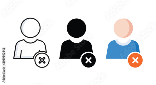 User remove icon set for account management: Flat Vector Illustration - Vector stock illustration - Technology stock illustration - PNG, SVG, EPS