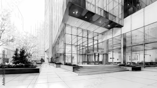 Crisp Monochrome Architecture Sharp Ink Linework