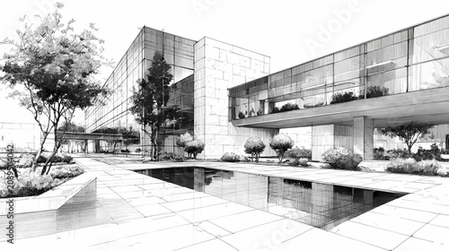Crisp Pencil Architecture Study Sharp Ink Linework