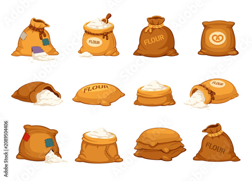 Flour Bags and Baking Ingredients Collection Clipart Set