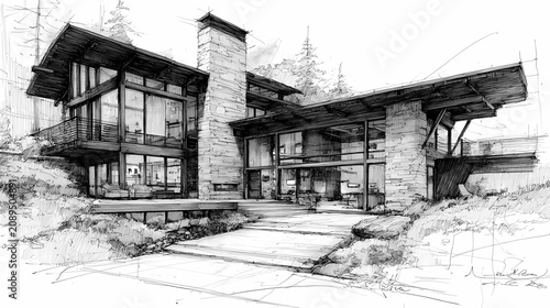 Elegant Pencil Architecture Study Rich Graphite Shading