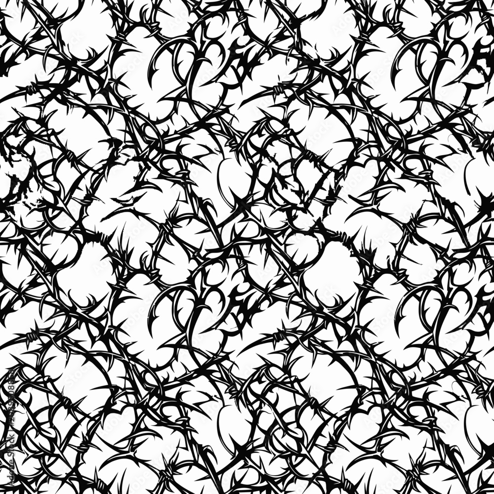 Obraz premium Marble Web Crack Texture thorn Seamless Pattern Black White