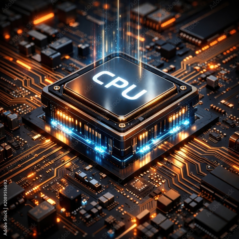 Fototapeta premium CPU processor on circuit board
