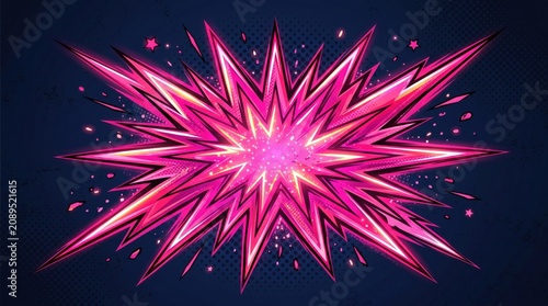 Vibrant Pink Starburst Against Dark Blue Background