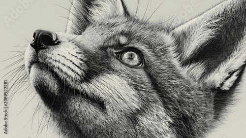 Fine-Line B&W Animal Sketch Monochrome Wildlife Study