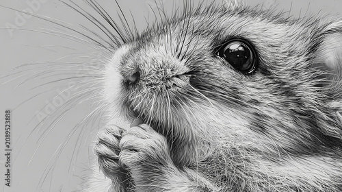 Precise Charcoal Drawing Animal Illustration Style