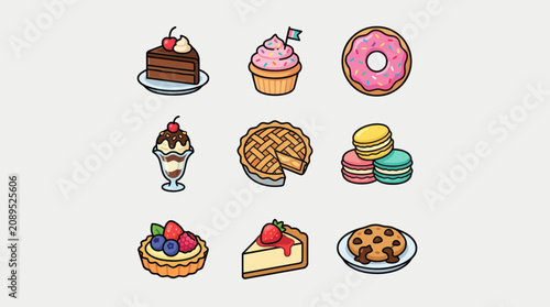 Assorted sweet pastries and desserts collection