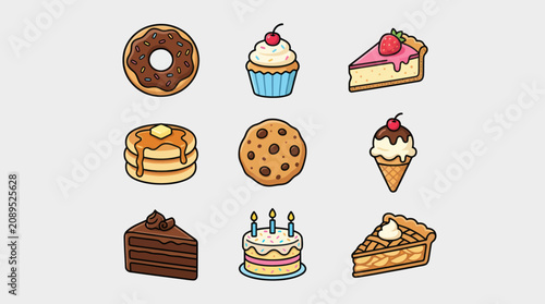 Assorted sweet pastries and desserts collection
