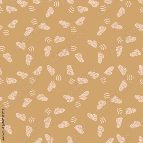 Pastel Honey Bees Wings Vector Seamless Pattern