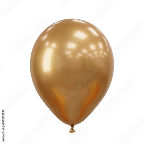 Golden balloon floating with gentle reflections during a studio shoot for celebratory events and promotions Isolated on transparent background
