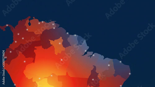 Abstract Heatwave Map Region Hot Red Temperature Gradient Location Points Climate Warming