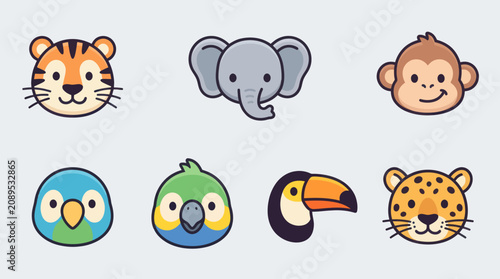 Photography Cartoon animal faces collection