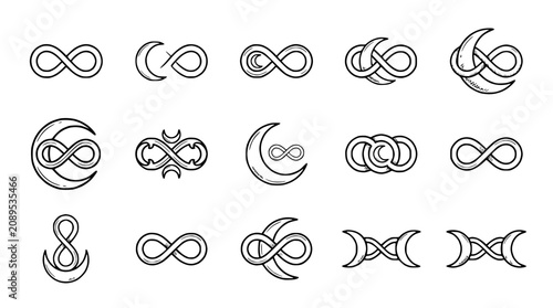 Photos Infinity Symbol Variations Collection: Moon Crescent & Celtic Knot Designs