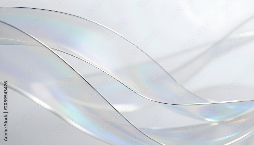 Fototapeta premium Abstract flowing translucent ribbons with iridescent light reflections
