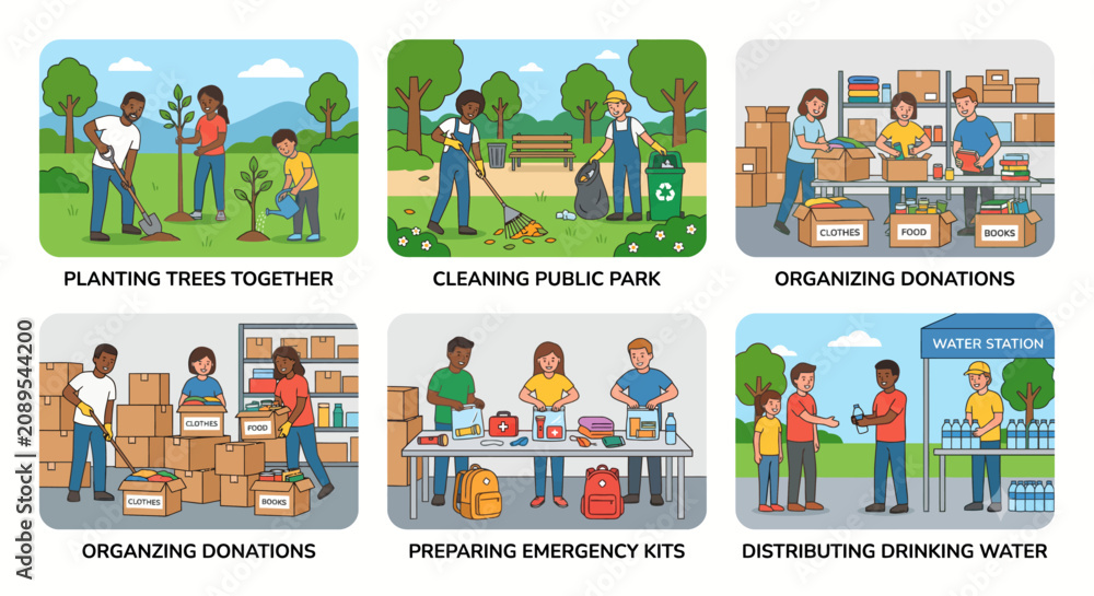 Fototapeta premium World Humanitarian Day Flat Vector Illustration with Global Solidarity, Helping Hands and Humanitarian Support Concept